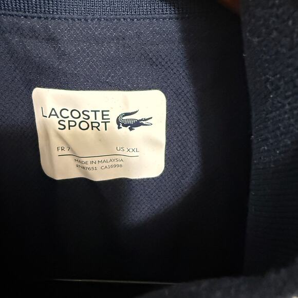 Lacoste Sport Dark Blue Full Zip Track Jacket Men's XL Multicolor Collar - Picture 3 of 15